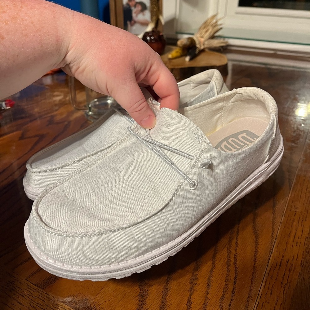 White Glitter Hey Dudes Gem